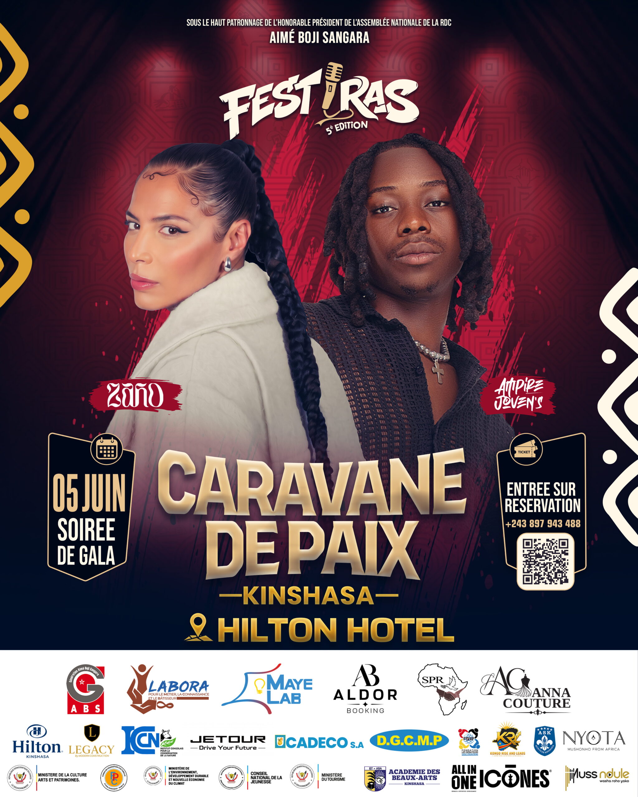 Ampire soirée de gala FESTIRAS Kinshasa affiche — Gentil Design graphiste RDC