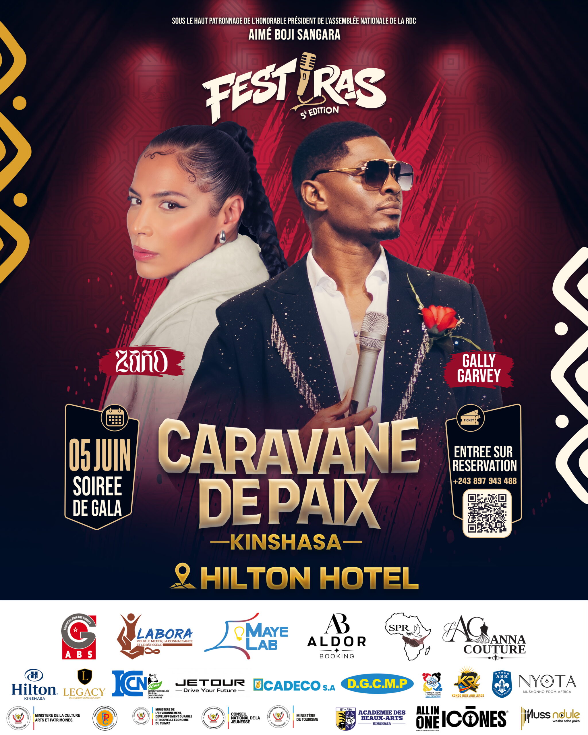 Gally soirée de gala FESTIRAS Kinshasa affiche — Graphiste congolais Gentil Design