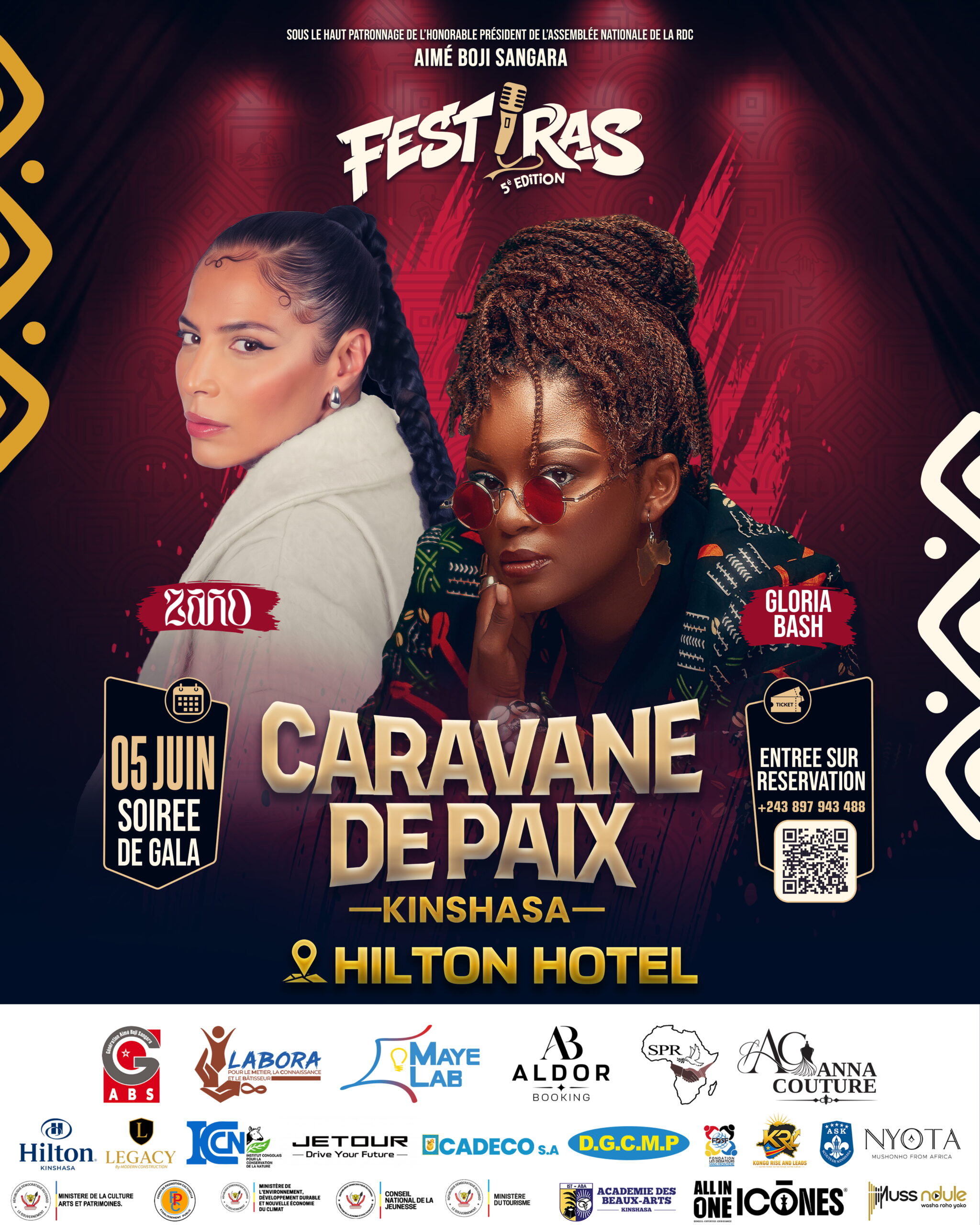 Gloria Bash soirée de gala FESTIRAS Kinshasa affiche — Gentil Design RDC