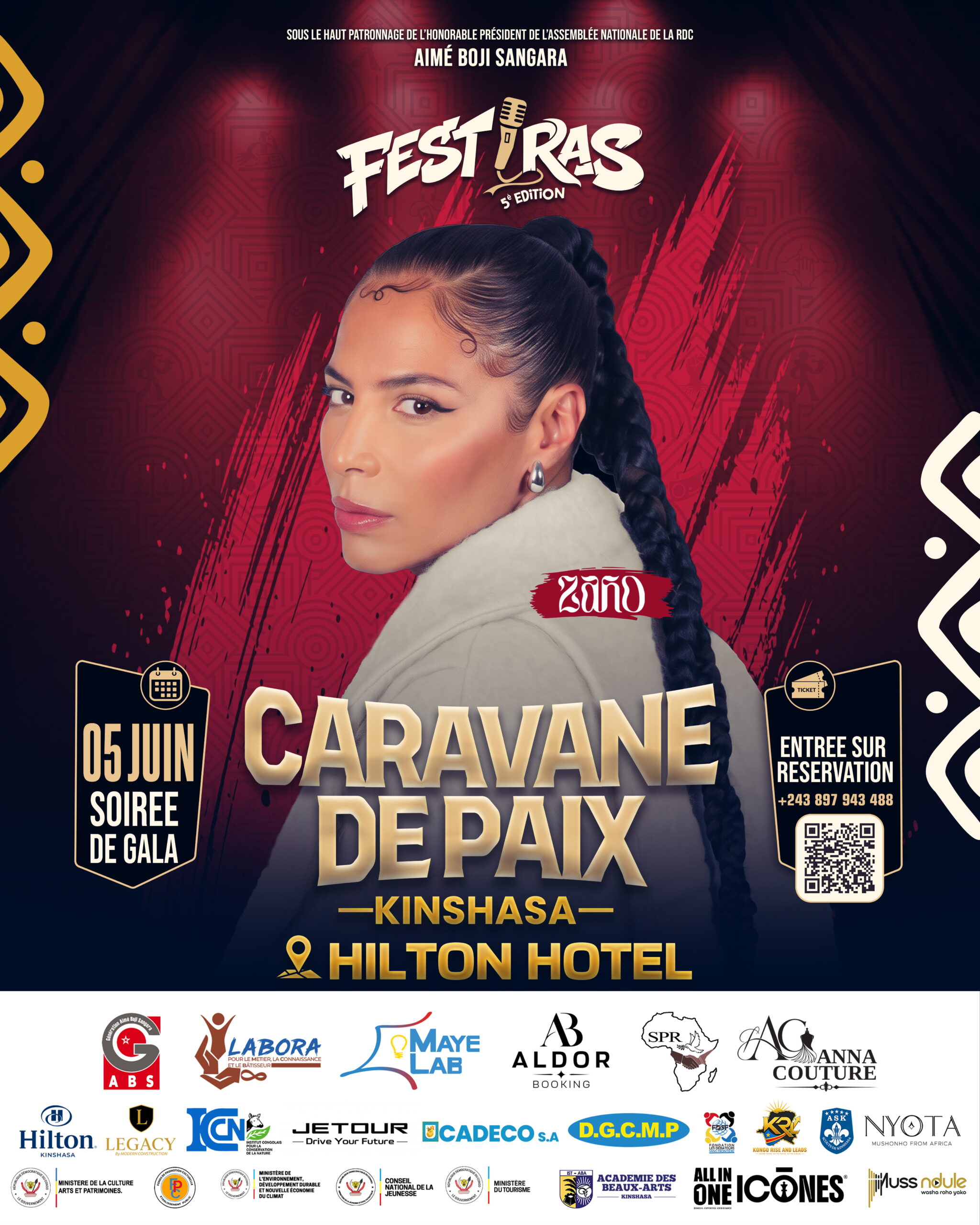ZAHO FESTIRAS Kinshasa soirée de gala affiche — Gentil Design graphiste RDC