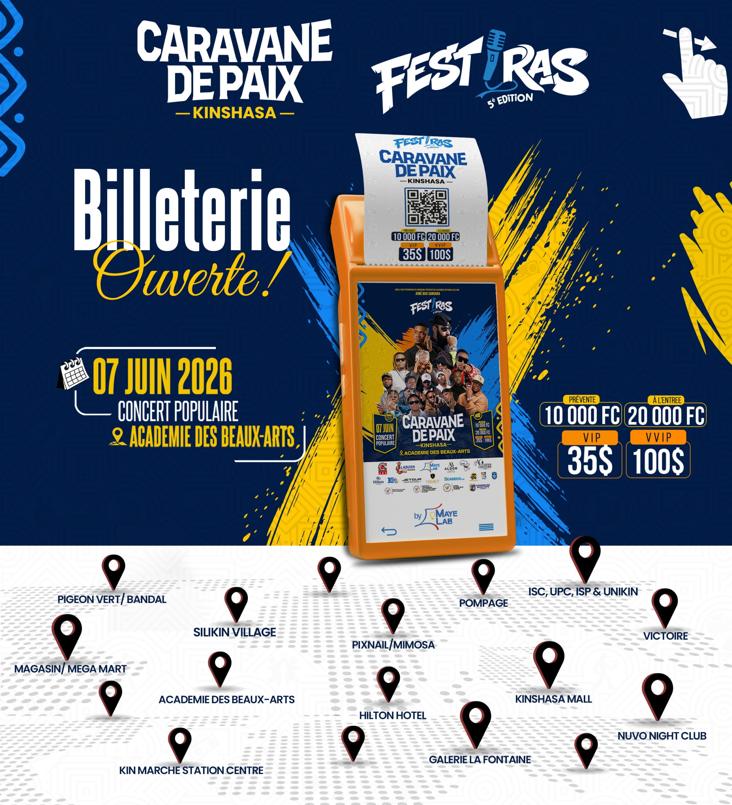 Billetterie FESTIRAS ouverte affiche communication — Gentil Design Kinshasa