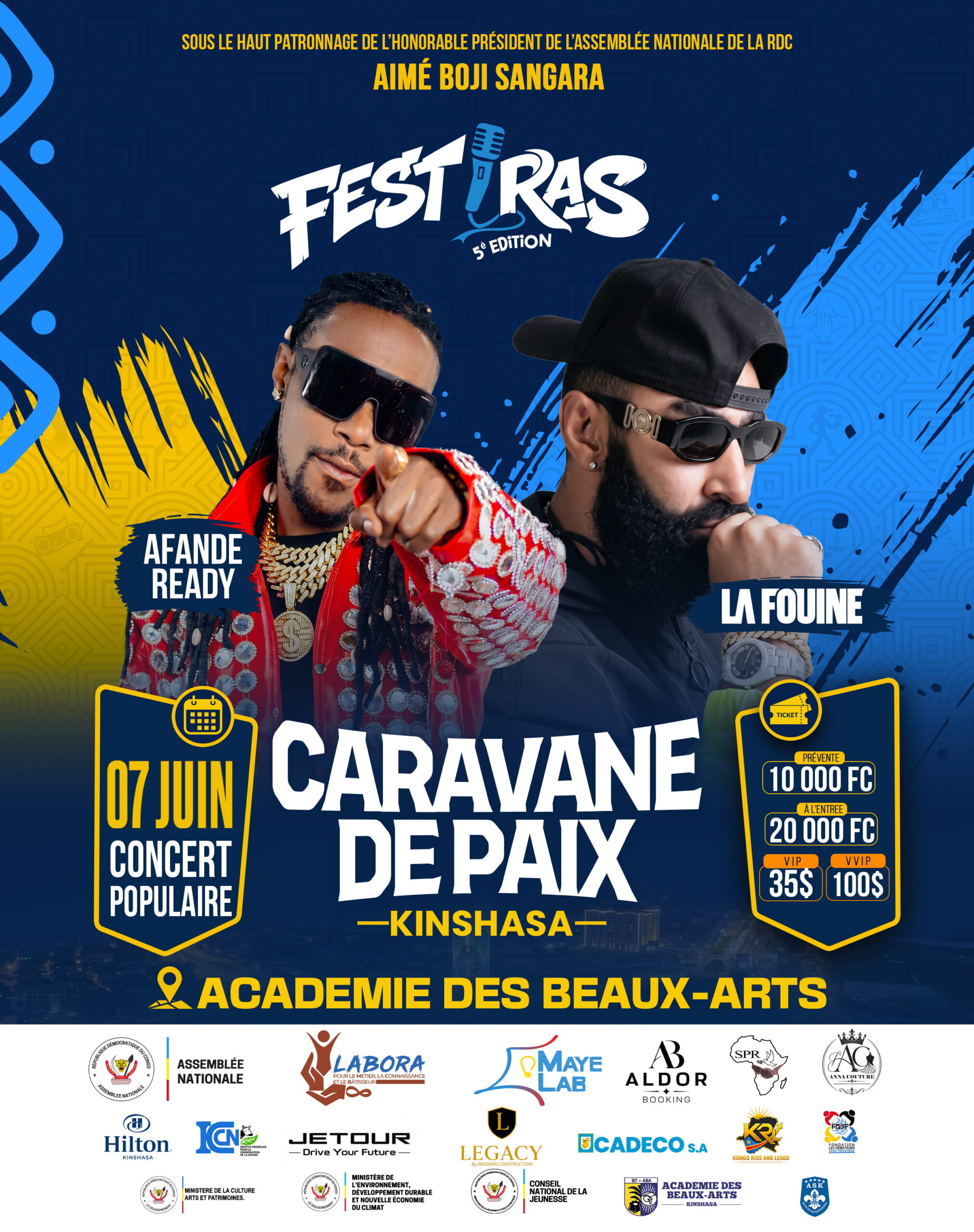 Afande Ready x La Fouine FESTIRAS Kinshasa affiche — Artiste national RDC Gentil Design