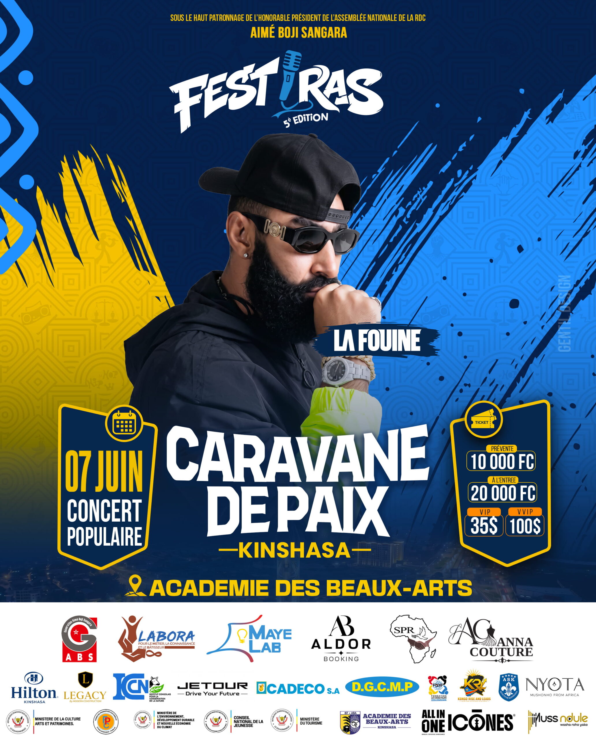La Fouine FESTIRAS Kinshasa affiche officielle — Gentil Design meilleur graphiste congolais