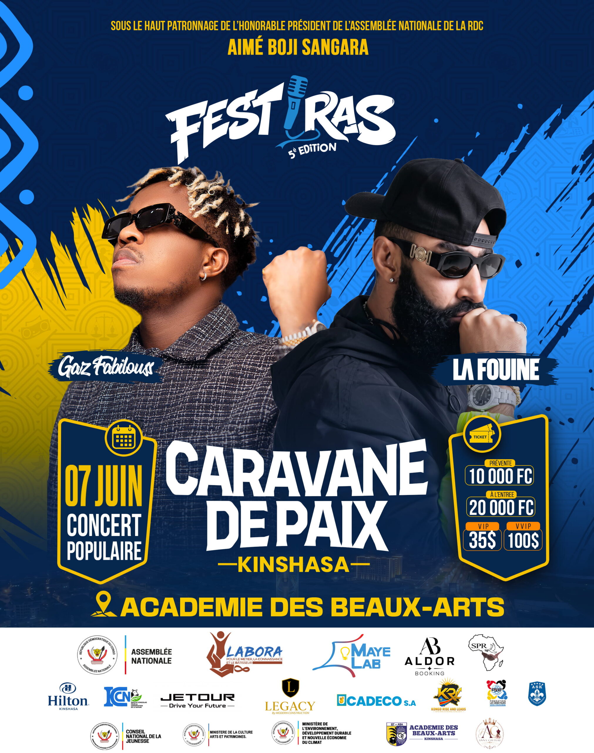 Gaz Fabilous x La Fouine FESTIRAS Kinshasa affiche — Artiste congolais Gentil Design