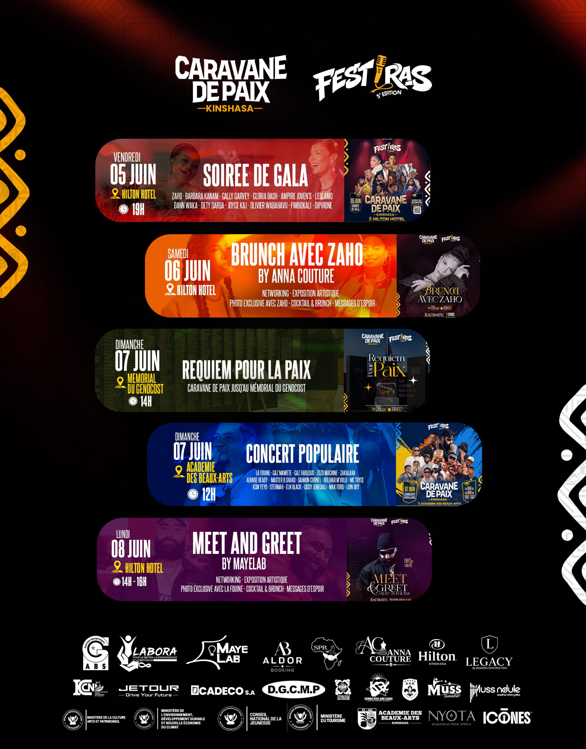 Activités FESTIRAS Caravane de Paix programme culturel Kinshasa — Gentil Design